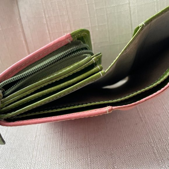 Kate Spade Women Wallet Pink/Green Leather Clutch Wrislet Card holder Purse - Picture 9 of 12